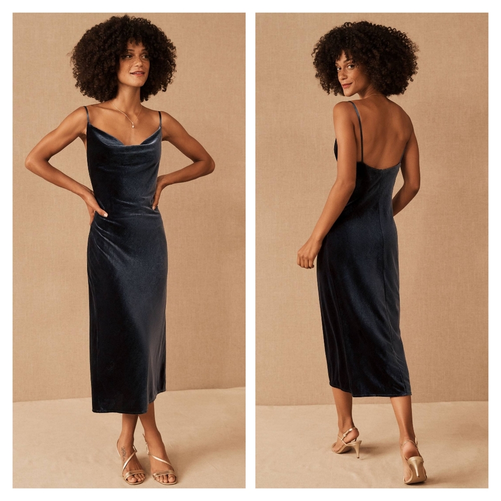 BHLDN Jenny Yoo Bentley Velvet Dress - French Blue - Size 12